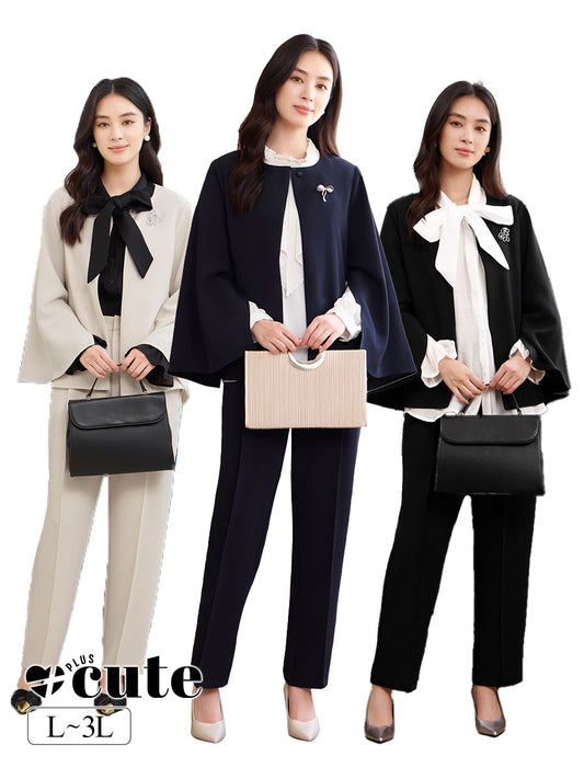 大きいサイズ レディース ケープ風フレアスリーブエレガントセットアップ L LL 3L