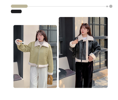 大きいサイズ レディース フリースラペルクラシックPUレザーライダースジャケット LL 3L 4L 5L