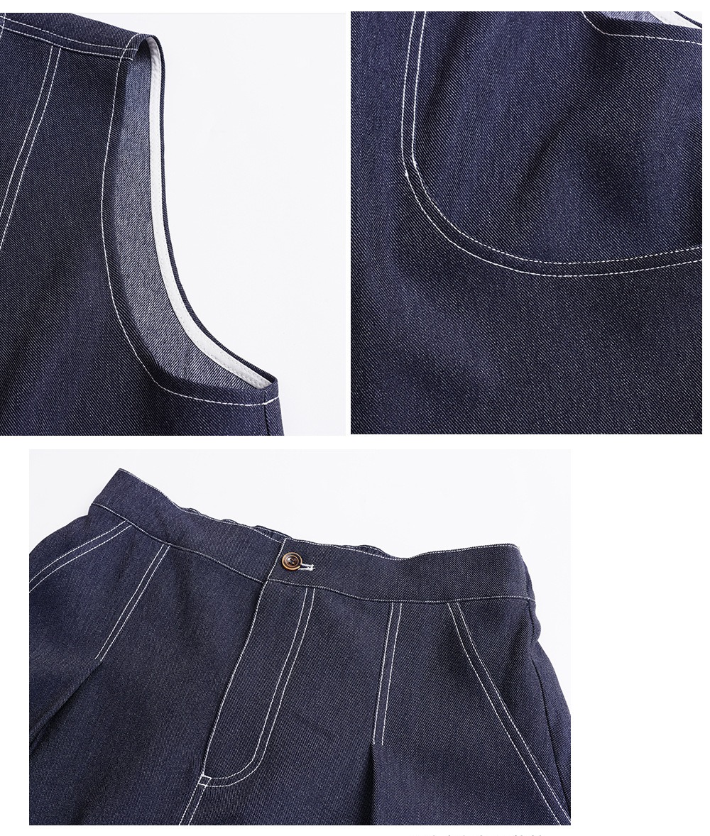 大きいサイズ レディース セットアップ（フェイクデニムステッチベスト＋スカート） LL 3L 4L 5L