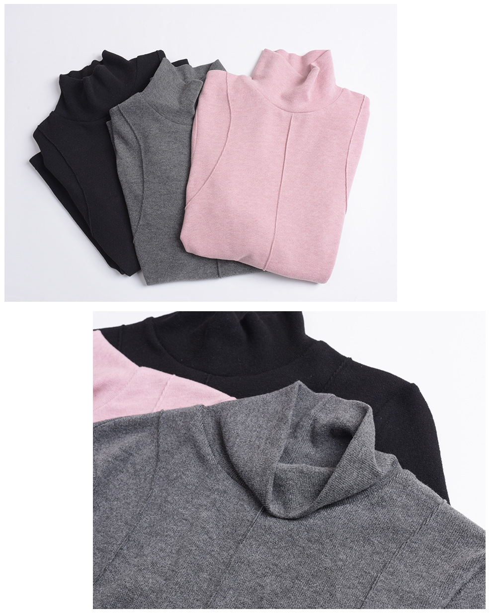 大きいサイズ レディース フロントラインタートルネック起毛ニットインナー LL 3L 4L 5L