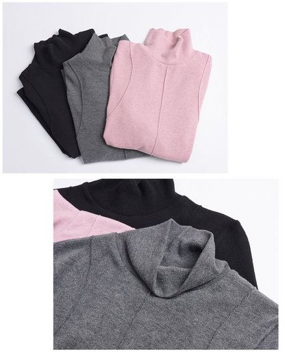 大きいサイズ レディース フロントラインタートルネック起毛ニットインナー LL 3L 4L 5L