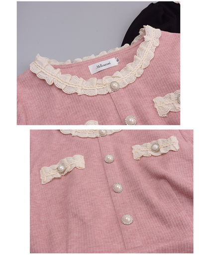 大きいサイズ レディース ラウンドネックレースニットワンピース LL 3L 4L 5L