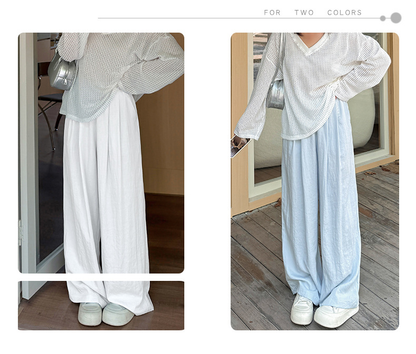 大きいサイズ レディース アイスクリームカラーワイドレッグカジュアルパンツ LL 3L 4L 5L