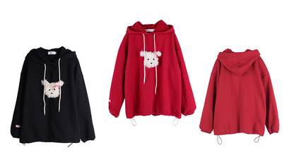 大きいサイズ レディース ふわふわ小犬厚手ニットスウェットパーカー LL 3L 4L 5L