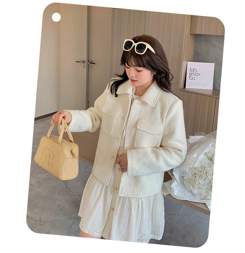 大きいサイズ レディース 厚手ミルキーホワイトショートジャケット LL 3L 4L 5L