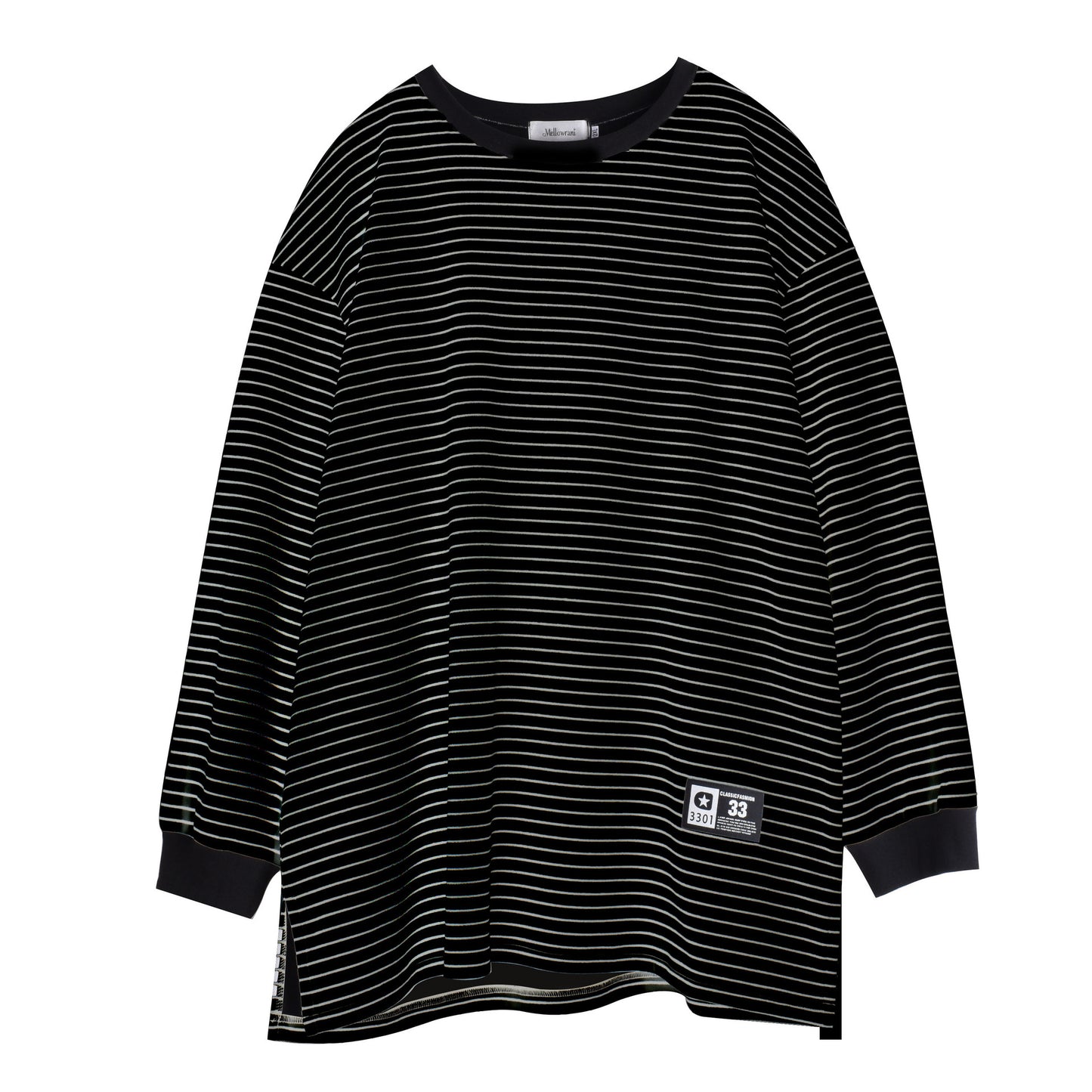 大きいサイズ レディース ラウンドネックカジュアルボーダーフリースシャツ LL 3L 4L 5L