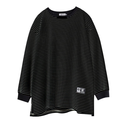 大きいサイズ レディース ラウンドネックカジュアルボーダーフリースシャツ LL 3L 4L 5L