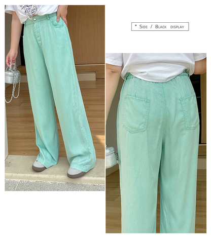 大きいサイズ レディース ハイウエストテンセルデニムパンツ LL 3L 4L 5L