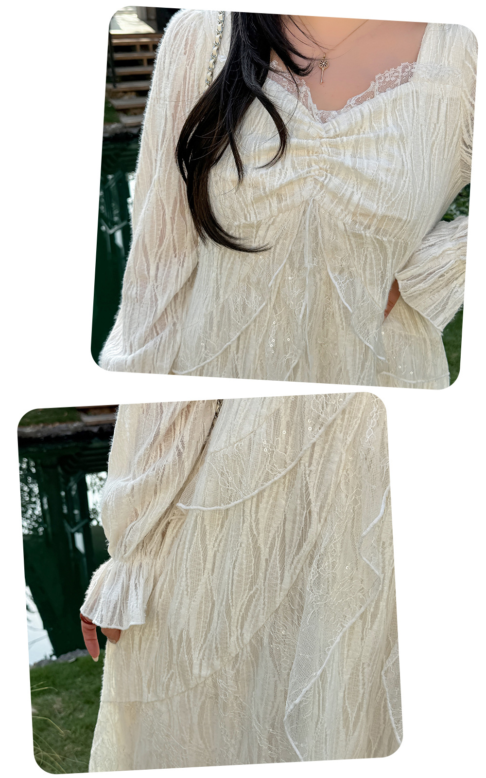 大きいサイズ レディース スパンコールチュールレースフェアリーワンピース LL 3L 4L 5L