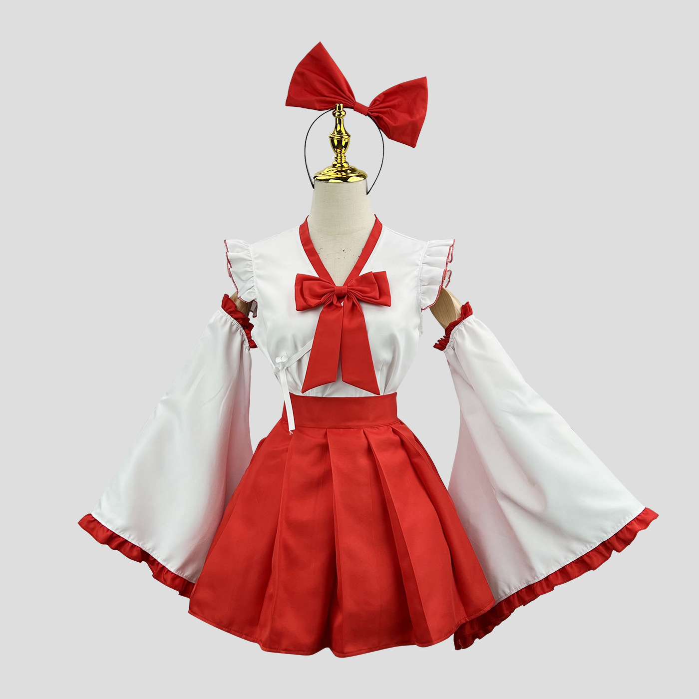 大きいサイズ レディース リボン巫女風コスチュームセット LL 3L 4L 5L 6L