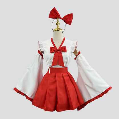 大きいサイズ レディース リボン巫女風コスチュームセット LL 3L 4L 5L 6L