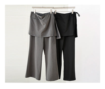 大きいサイズ レディース ラップスカート付きハイウエストフレアパンツ LL 3L 4L 5L