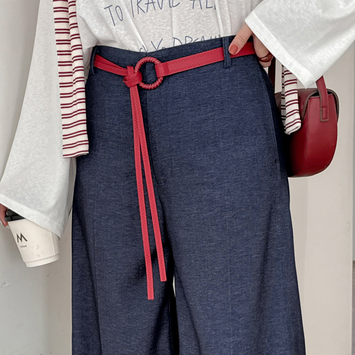 大きいサイズ レディース ストレートハイウエストレッグパンツ（ベルト別売） LL 3L 4L 5L