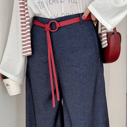大きいサイズ レディース ストレートハイウエストレッグパンツ（ベルト別売） LL 3L 4L 5L