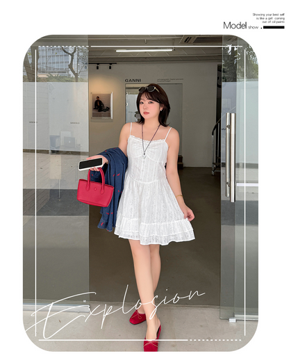 大きいサイズ レディース ストライプ柄ジャカードコットンフリルワンピース（ミニ / ロング） LL 3L 4L 5L