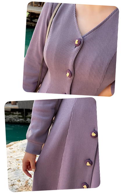 大きいサイズ レディース VネックボタンダウンAラインワンピース LL 3L 4L 5L