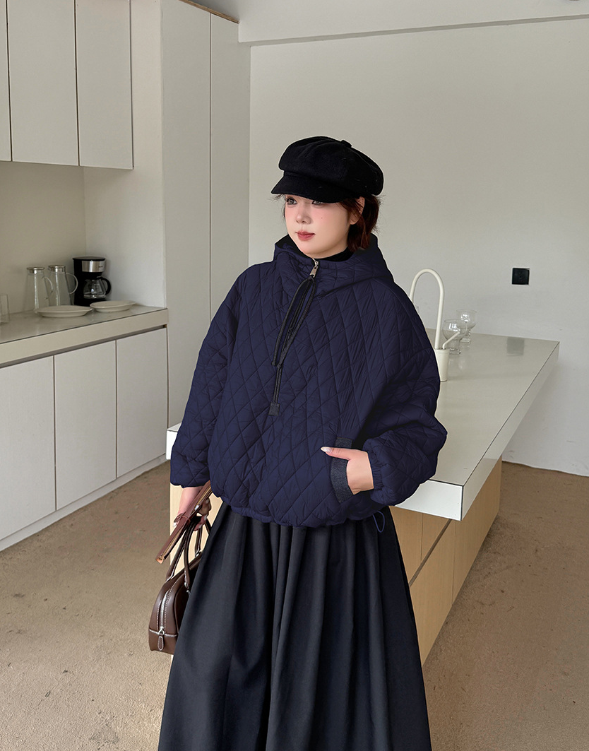 大きいサイズ レディース プルオーバーフード付きキルティングスウェットパーカー 3L 4L 5L