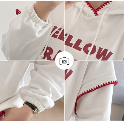 大きいサイズ レディース フード付きコントラストステッチスウェットシャツパーカー LL 3L 4L 5L