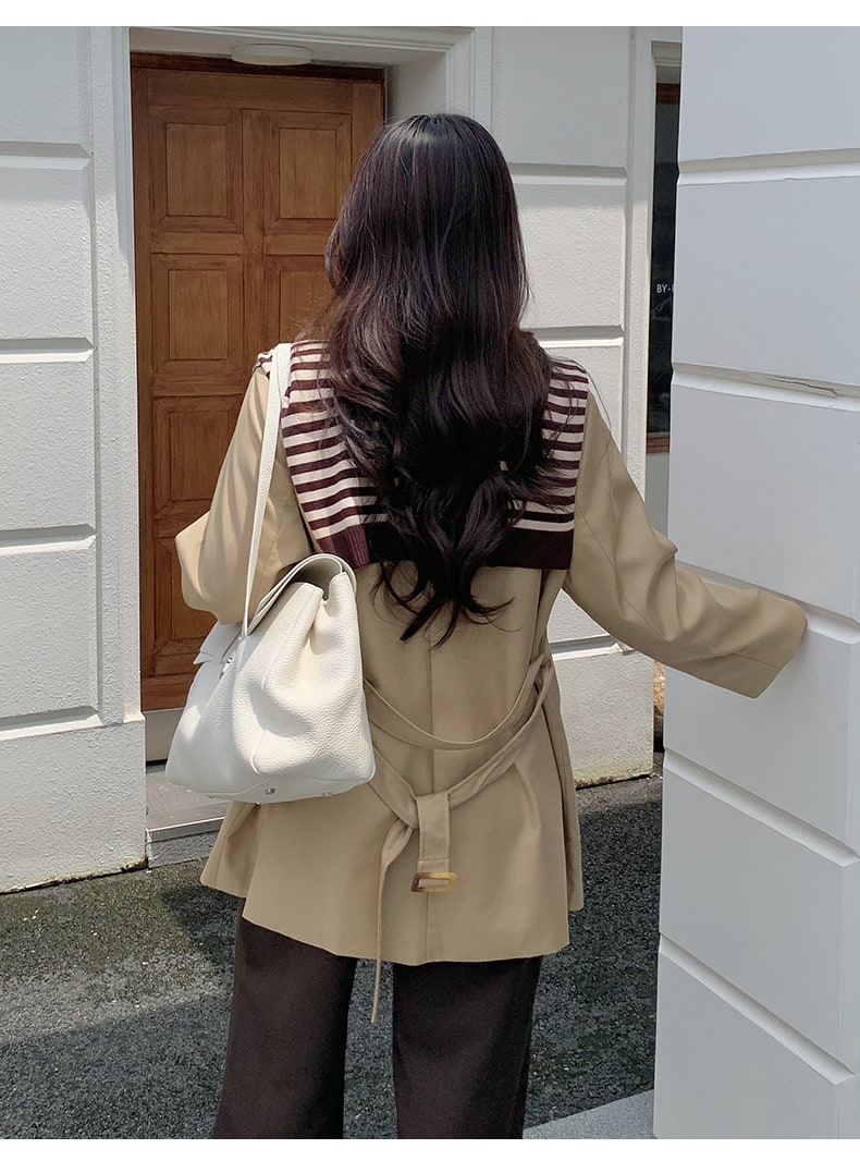 大きいサイズ レディース ベルト付きショートトレンチコート LL 3L 4L 5L 6