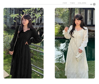 大きいサイズ レディース スパンコールチュールレースフェアリーワンピース LL 3L 4L 5L