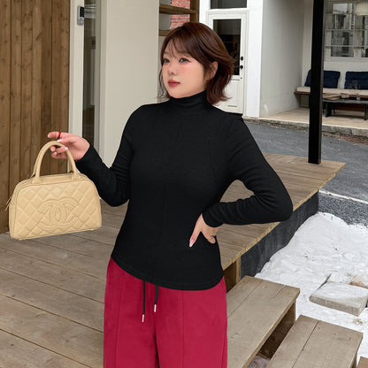 大きいサイズ レディース フロントラインタートルネック起毛ニットインナー LL 3L 4L 5L