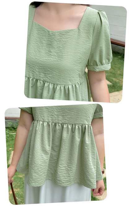 大きいサイズ レディース レースアップフリルベビードールブラウス LL 3L 4L 5L