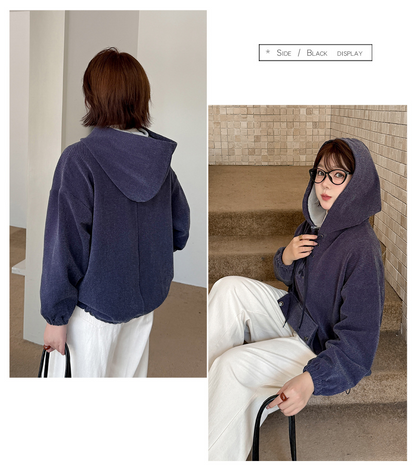 大きいサイズ レディース フード付きドローストリング厚手スウェットパーカー LL 3L 4L 5L