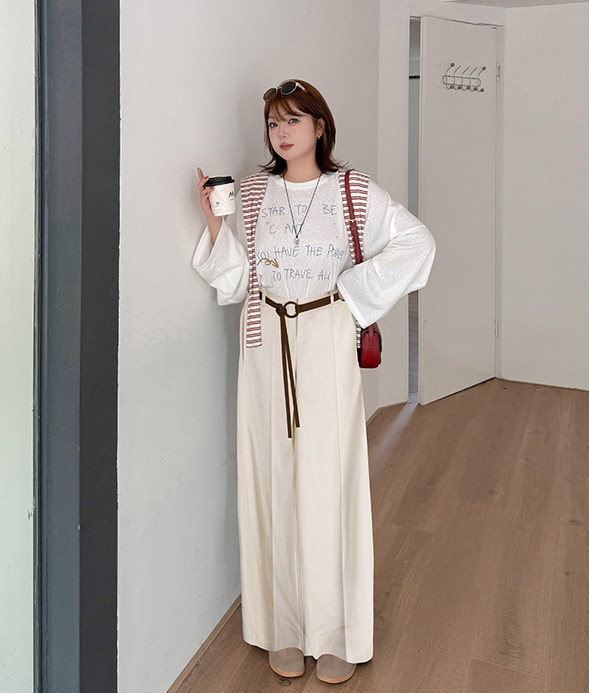 大きいサイズ レディース ストレートハイウエストレッグパンツ（ベルト別売） LL 3L 4L 5L
