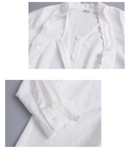 大きいサイズ レディース レースリボンフレンチホワイトブラウス LL 3L 4L 5L