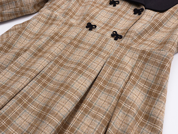 大きいサイズ レディース ブラックラペルフロックリボンチェック柄プリーツワンピース LL 3L 4L 5L