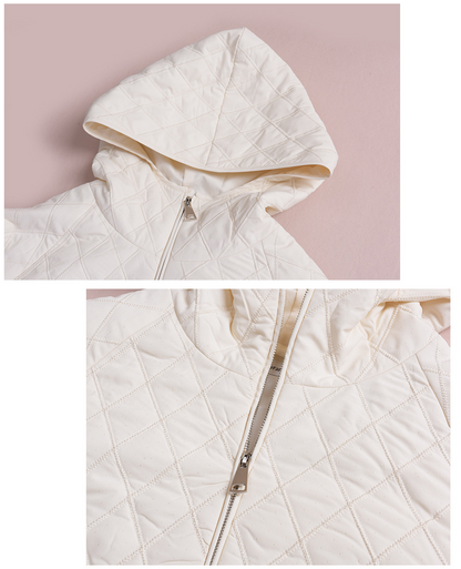 大きいサイズ レディース 軽量フード付きラメクロスステッチキルティングジャケット 3L 4L 5L