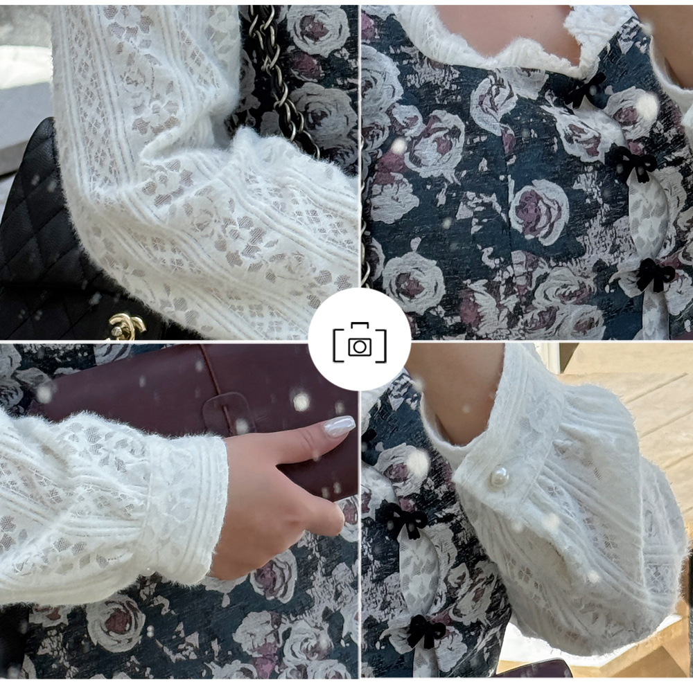 大きいサイズ レディース フレンチレースジャカードパッチワーク花柄ワンピース LL 3L 4L 5L