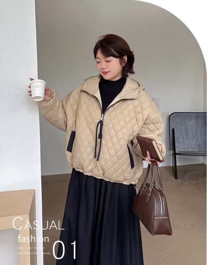 大きいサイズ レディース プルオーバーフード付きキルティングスウェットパーカー 3L 4L 5L