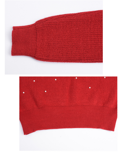 大きいサイズ レディース ビーズフリルオフショルダーニットセーター LL 3L 4L 5L