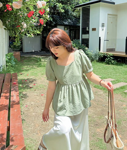 大きいサイズ レディース レースアップフリルベビードールブラウス LL 3L 4L 5L