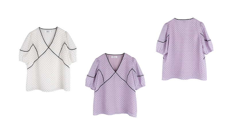 大きいサイズ レディース フレンチVネック水玉模様シースルートップス LL 3L 4L 5L