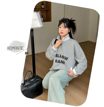 大きいサイズ レディース スタンドカラーアメリカンステッチスウェットシャツ LL 3L 4L