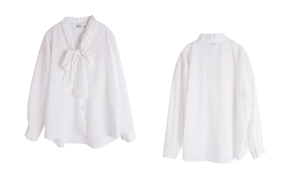 大きいサイズ レディース レースリボンフレンチホワイトブラウス LL 3L 4L 5L