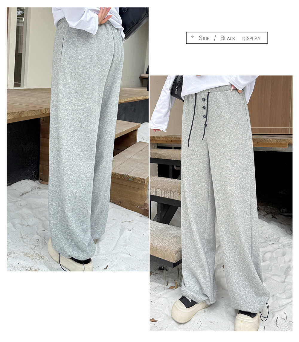 大きいサイズ レディース フラワーボタン付きフリース裏地スウェットパンツ LL 3L 4L 5L