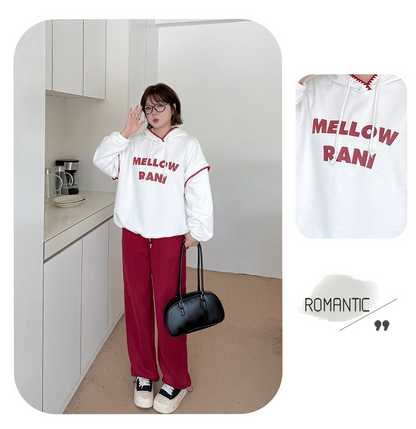 大きいサイズ レディース フード付きコントラストステッチスウェットシャツパーカー LL 3L 4L 5L