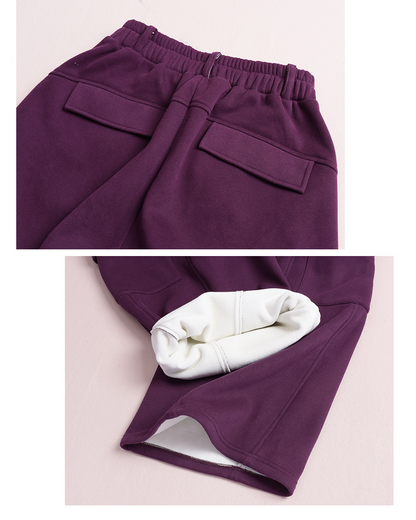 大きいサイズ レディース ニットフリース裏地ワイドレッグカーゴパンツ LL 3L 4L 5L