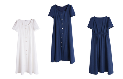 大きいサイズ レディース スクエアネックハートボタンワンピース LL 3L 4L 5L