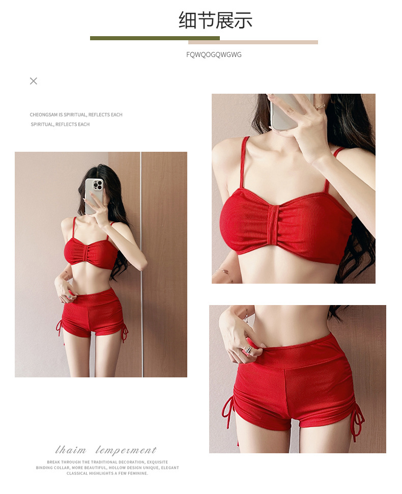 大きいサイズ レディース リボン柄シアートップス付きハイウエストセット水着 LL 3L 4L