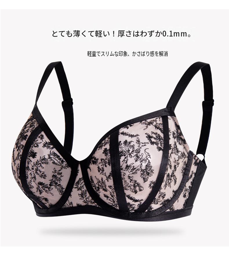 大きいサイズ レディース フラワー刺繍脇高フルカップブラ＆ショーツセット 75-95DEFGHIJK