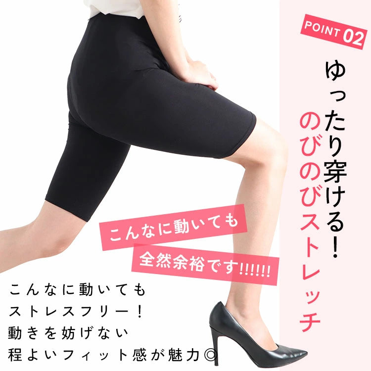 大きいサイズ レディース 股ずれ防止5分丈レギンス 通年用 L LL 3L 4L 5L