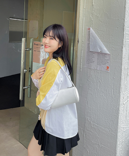 大きいサイズ レディース Vネックフラワーボタンカラーブロックカーディガン LL 3L 4L 5L
