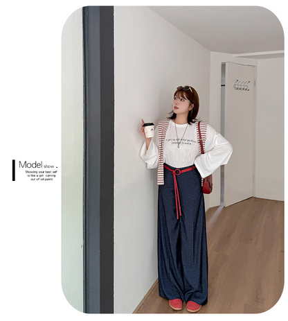 大きいサイズ レディース ラウンドネックプリントロゴ長袖白Tシャツ 3L 4L 5L