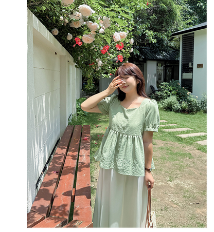 大きいサイズ レディース レースアップフリルベビードールブラウス LL 3L 4L 5L