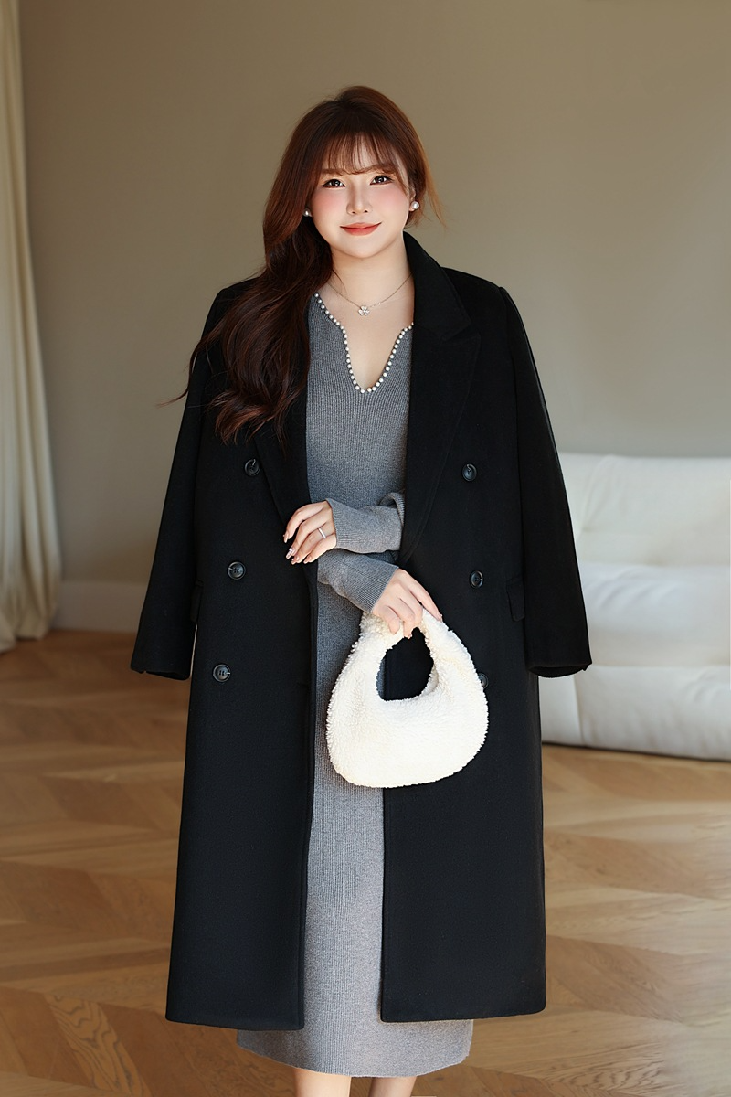 大きいサイズ レディース パールVネックスイートニットフレンチワンピース LL 3L 4L