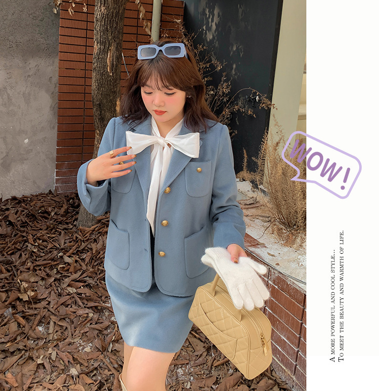 大きいサイズ レディース エレガント厚手セットアップスーツ（ジャケット+スカート） LL 3L 4L 5L